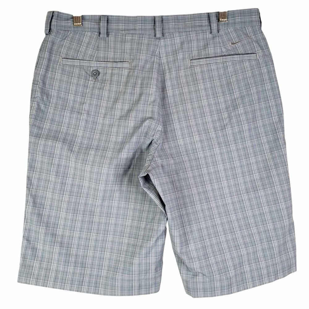 Nike Golf Shorts Tech Men’s 34 Dri-Fit Gray Plaid Flat Front Chino Performance - Picture 3 of 10